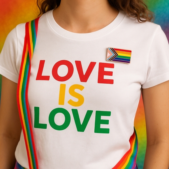 Hand Crafted LGBTQIA+ Flag 1" Enamel Pin LGBTQIA + Brooch Be Proud Be You Flag - Picture 1 of 7